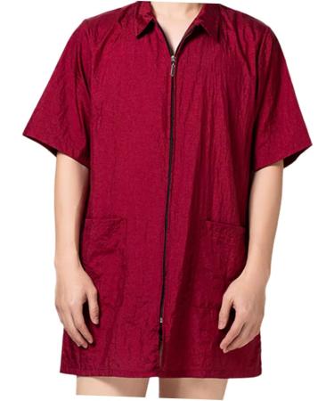 TEHAUX Dog Grooming Smocks Clothes Hair Barber Vest Hair Salon Gown Shirt Jacket Professional Barber Cape Zipper Hairdressing Cape Work Overalls Nursing Gown Woman Red Suspenders Hair Dye - Buy Online on GoSupps.com