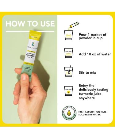 OurJrney Nano Turmeric Curcumin Drink Powder Supplements Mango Flavor Daily Morning Routine Immunity Wellness Shot Gut Health & Joint Support - No Added Sugar Vegan Gluten-Free Non-GMO 28 Sachets - Buy Online on GoSupps.com