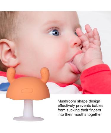 Food Grade Silicone Baby Teething Toy | Cute Mushroom Shape | For Babies Over 4 Months | Orange - Buy Online on GoSupps.com