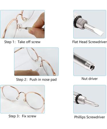 Vivixin Eyeglasses Nose Pads 25 Pairs - Repair Kit with Screwdriver, Screws, Tweezer, Cleaning Cloth - Anti-Slip Silicone Ear Grip - Nose Pad Replacement for Sunglasses & Reading Glasses - Buy Online on GoSupps.com