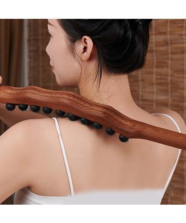 Massage Wood Stick - 3 Rows of 31 Pearl Points for Muscle Tension Relief | Body Massage Tool - Buy Online on GoSupps.com