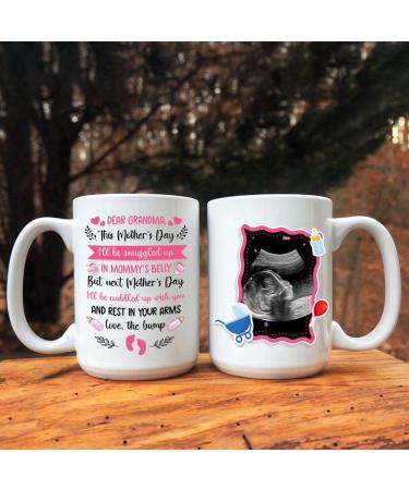 Personalized Grandma Mug: From The Bump to New Grandma | Mother's Day Gift | Custom Name & Sonogram Photo | 11-15oz Ceramic Cup - Buy Online on GoSupps.com