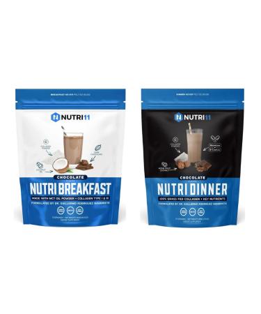 NutriBreakfast & NutriDinner by Nutrillermo | Chocolate Collagen Bundle | Grass-Fed Collagen with MCT Oil Magnesium & B-Vitamins