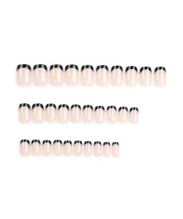 Mouyouglow Press On Nails - Square Nude Black French Fake Nails with Glue - AR11 - Shop Stylish Artificial Fingernails Worldwide - Buy Online on GoSupps.com