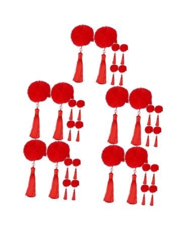 Beavorty 15 Pairs Tassel Hair Ball Hair Clip Chinese Hair Stick Hanfu Hair Clip Kids Hair Barrettes Hair Accessories for Girls Girl Child Modeling Artificial Fur Tassel Fur Ball Red