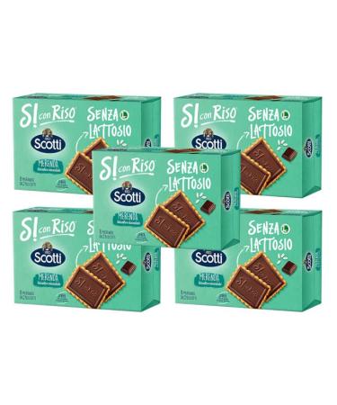 CAIYA 5 x Scotti lactose free snack with biscuit and dark chocolate 25g x 8 - 200g gourmet breakfast 5 packs