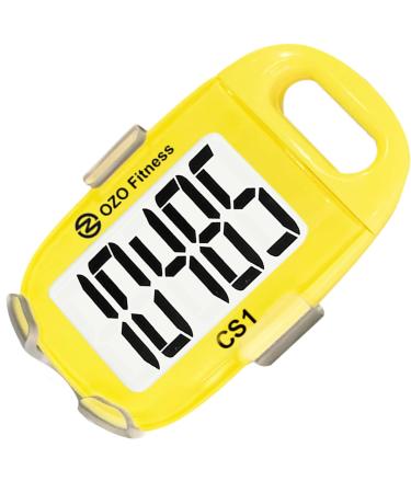 OZO Fitness CS1 Easy Pedometer for Walking - Step Counter with Large Display, Clip on and Lanyard Yellow