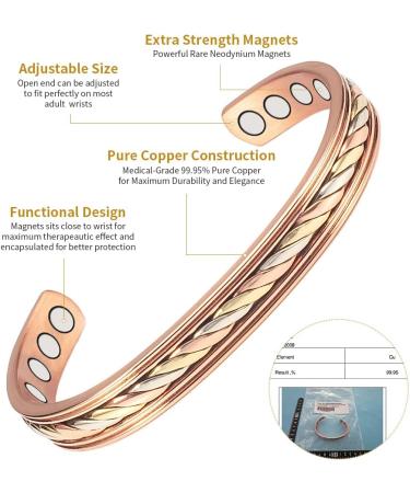 ENERCOPPEX 3500 Gauss Magnetic Hardship Bracelet for Men & Women - 99.99% Pure Copper Classic Indian Hand-Woven Craft 8 Powerful Magnets - Buy Online on GoSupps.com