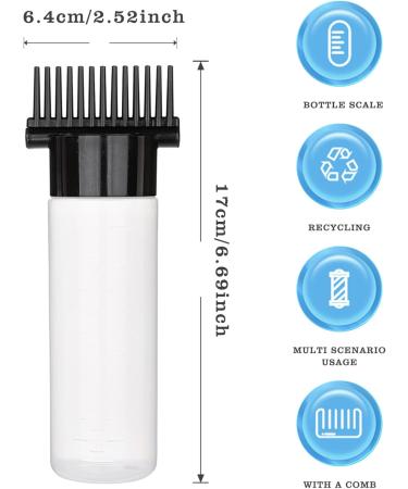Buy Hair Oil Applicator Bottle 180ml - Root Comb with Clear Scale & 13 Oil Outlets for Hair Care & Styling - Black & Clear Body - Buy Online on GoSupps.com