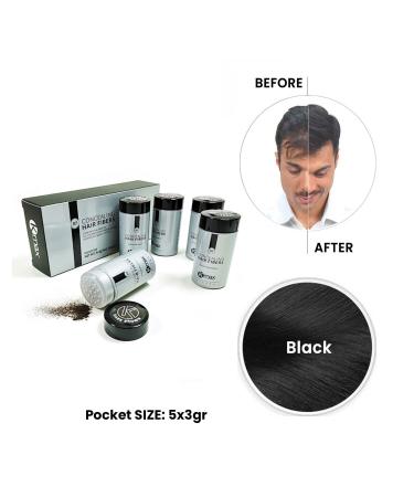 Kmax Hair Fibers - Keratin Hair Loss Concealer (5x3g) - Compact Pocket Size Black - Achieve Fuller Hair Instantly! - Buy Online on GoSupps.com