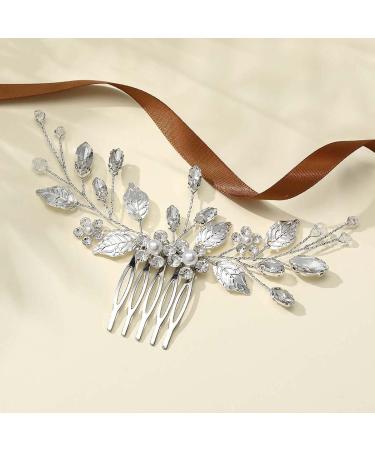 Vakkery Wedding Hair Comb Silver Crystal Flower Hair Combs Slides Bridal Hair Accessories for Women and Girls - Buy Online on GoSupps.com