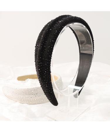 scicent Hairband 2 Pieces Wide Alice Bands Rhinestone Headbands Bling Glitter Pearl Hair Accessories Crystal Embellished Hair Band Elastic No Slip Headwear for Women - 29609 - Buy Online on GoSupps.com