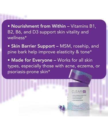 Clear AF Clear Skin Supplement | Skin Barrier Hydration & Clear Complexion Support with Vegan Ceramides Zinc Vitamin D3 B6 Riboflavin & Thiamine | Vegan Capsules | 30-Day Supply - Buy Online on GoSupps.com