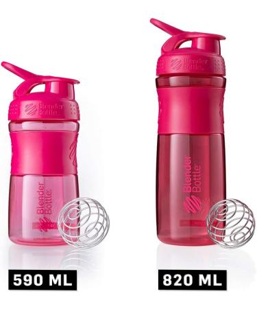 BlenderBottle SportMixer Tritan 590ml - BPA Free Protein Shaker & Water Bottle - Stylish Pink Fitness Drink Mixer - Buy Online on GoSupps.com