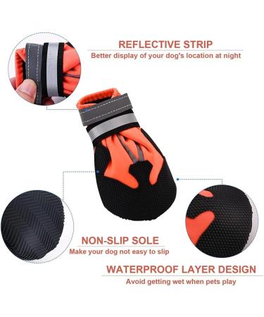 Waterproof Dog Shoes - 4 Pack with Reflective Straps | Anti-Slip Sole for Small & Medium Dogs - Winter Paw Protector (Blue/Orange XXL) - Buy Online on GoSupps.com