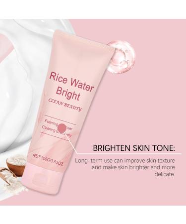  Yoelau Rice Water Bright Foaming Facial Cleanser with Vitamin E - Moisturizing care for dry and sensitive skin gently cleanses deeply purifies pores brightens and exfoliates (1) - Buy Online on GoSupps.com