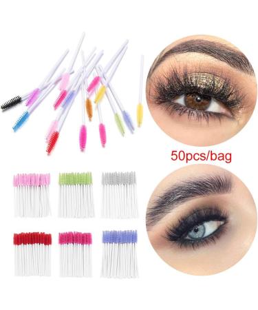 50Pcs New Crystal Rhinestone Handle Makeup Disposable Eyebrow Applicator Eyelash Brush Mascara Spiral Wands Lash Curling Comb(pink) - Buy Online on GoSupps.com