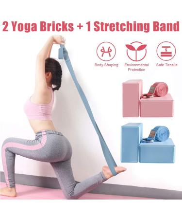 MEISONG Yoga Blocks 2 Pack Set - High Density Soft EVA Foam Blocks & Yoga Strap for Yoga, Pilates, Fitness - Pink - Buy Online on GoSupps.com