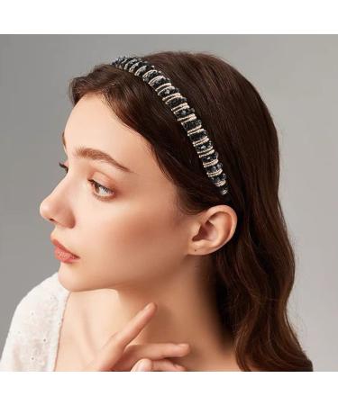 ANBALA Beaded Jeweled Headbands - Crystal Rhinestone Diamond Thin Hair Bling Sparkle Headbands for Women Girls (Black Silver Gold) - Buy Online on GoSupps.com
