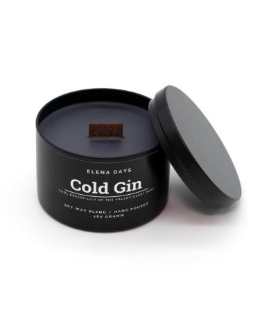 Fragrance candle Cold Gin fragrance fragrant candle with wooden but gifts for men fireplace effect with crackling soy wax handmade in Germany 180 grams Elena Days - Buy Online on GoSupps.com