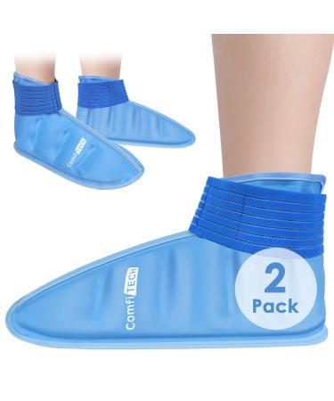 ComfiTECH Foot Ice Pack Wrap for Swollen Feet Ice Pack for Foot Recovery Ice Boot for Foot and Ankle Swelling Relief Heel Ice Pack Wrap Plantar Fasciitis Achilles Tendonitis 2 Packs L Blue Blue-Large