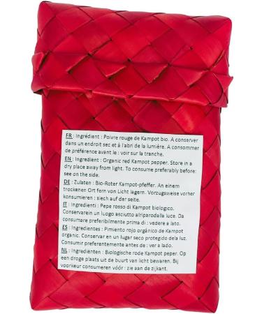 Khla - Organic Kampot Red Pepper - Peppercorns 100g - Traditional Palm Leaf Gift Box - Grand Cru Sweet & Fruity - Cooking Ingredient - Asian Spice - Cambodian Origin - Buy Online on GoSupps.com