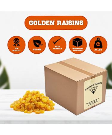 FANCY Golden Seedless South African Sun-Dried Raisins 10 lbs - Sweet & Nutritious for Baking, Cooking, Snacking & Garnishing | Presto Sales LLC - Buy Online on GoSupps.com