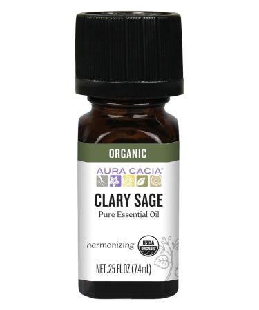 Aura Cacia Organic Clary Sage Essential Oil - 0.25 Fl Oz | Premium Aromatherapy Oil for Relaxation & Balance - Shop Internationally - Buy Online on GoSupps.com