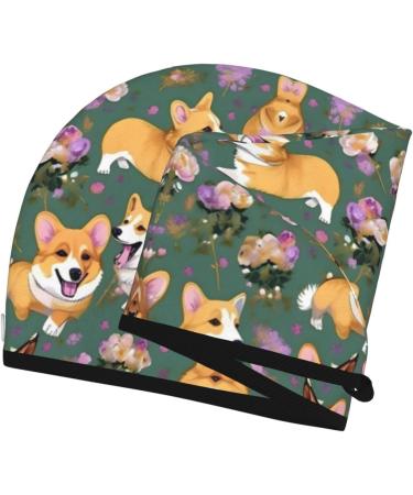 Corgi Floral Velvet Hair Cap Towel Wrap for Women | Absorbent Drying for Wet Hair Swimming & Travel - Buy Online on GoSupps.com