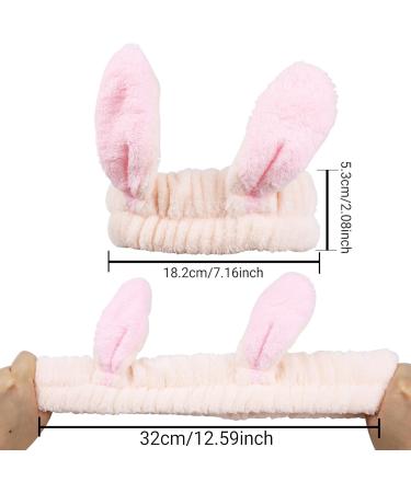 Headband for Washing Face and Makeup Cute Bunny Ear Hairband Elastic Headband for Shower Sports Spa Skincare Beauty Head Wraps Hair Accessories for Women Girls Pink - Buy Online on GoSupps.com