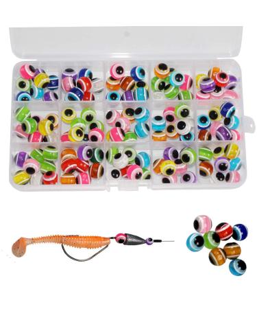 Laxygo 120pcs-300pcs Fish Eye Beads Fishing Line Beads Assorted Mixed Color Fishing Beads 6mm/8mm/10mm/12mm 120pcs 12mm Mixed Color