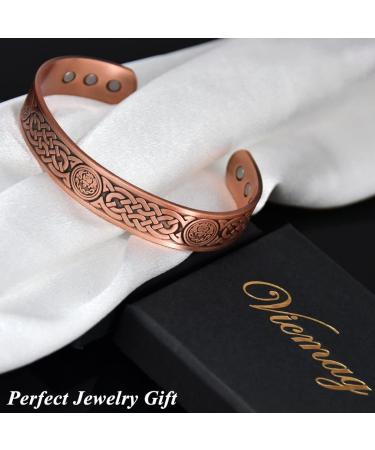 VicMAG Copper Magnet Hardship Bracelet for Men - Arthritis Pain Relief - Adjustable Pure Copper Cuff with Celtic Knot Gift Box - Buy Online on GoSupps.com