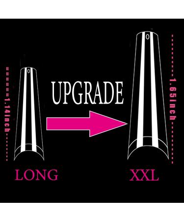 XXL Extra Long Coffin Nail Tips - 600pc Clear Half Cover Fake Nails for Salon, 10 Sizes - Buy Online on GoSupps.com
