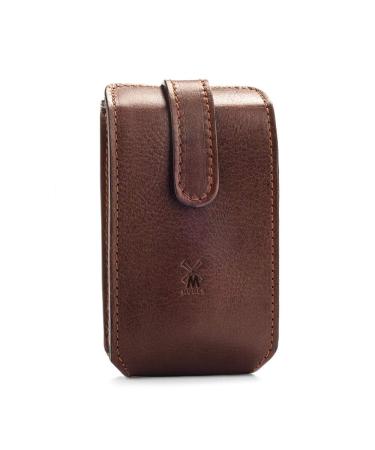 M HLE travel case for safety razor and shaving brush made of Florentine leather - brown without contents - Buy Online on GoSupps.com