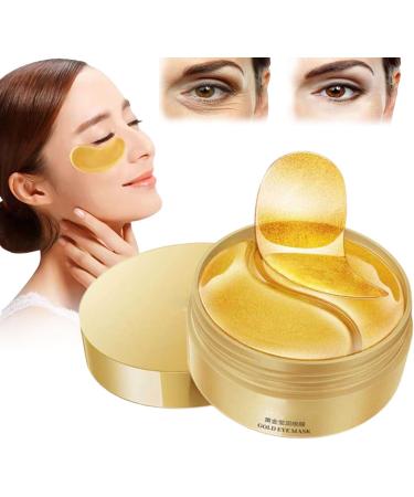 Houmai Gold Eye Mask Eye Mask Pure Gold Anti-Aging Collages Eye Mask For Dark Circles and Puffiness Anti-aging Moisturizing Eyes Skin Care 24k Gold Essence Eye Patch for All Skin Types (2Boxes)