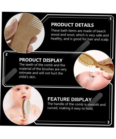 Healeved 4 Pcs Baby Hair Brush Comb Scalp Scrubber Spa Kit - Natural Soft Brushes for Baby Shampoo & Detangling - Children's Bathing Supply and Baby Care Set - Buy Online on GoSupps.com