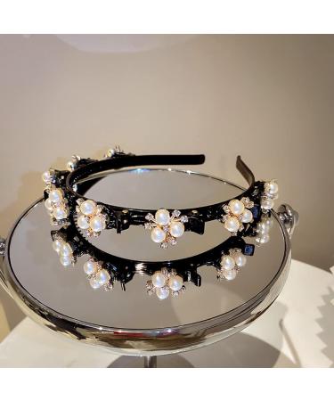 Rhinestone Double Bangs Fashion Headbands - Set of 4 | Twist Hairpins with Clips for Women & Girls - Wedding Hair Accessories - Buy Online on GoSupps.com