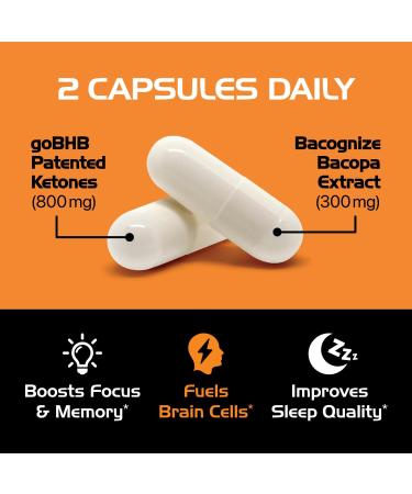 Brain Booster Supplement for Focus - Clinically Validated Nootropics Brain Support Supplement with Bacopa Monnieri Extract & Patented goBHB for Cognitive Support - 3rd Party Tested (30 Servings) - Buy Online on GoSupps.com