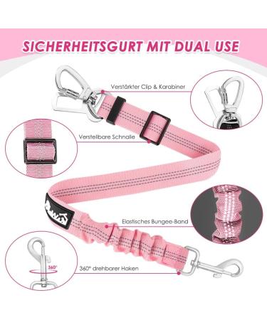 Buy Eyin Pink Dog Harness with Seat Belt for Car - Adjustable & Breathable 2 Carabiner Hooks for Child Safety Seat or Trunk Size S - International Shipping - Buy Online on GoSupps.com