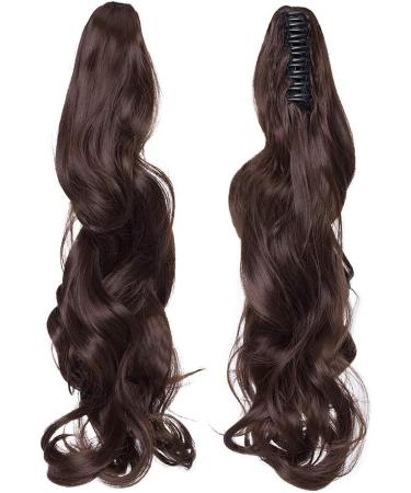 Medium Brown 18 Curly Wavy Claw Clip Ponytail Extension - Women's Hairpiece - Buy Online on GoSupps.com