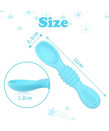 Vicloon Baby Fork and Spoon Set - 2Pcs Silicone Self Feeding Utensil for Infant/Toddler - Easy Grip Toddler Cutlery Kit in Blue - Buy Online on GoSupps.com