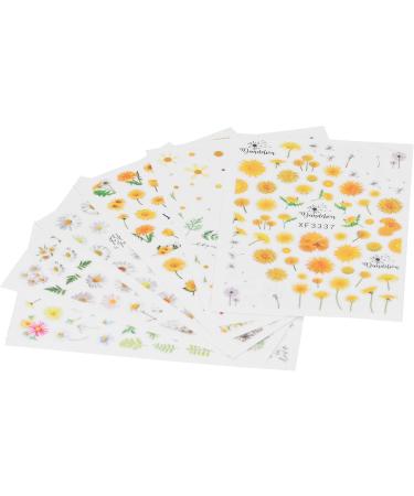 6 Sheets Nail Art Stickers Nail DIY Stickers Easy To Disassemble Self Adhesive Design Environmentally Friendly Material Sunflower Daisy Pattern Nail Art Decals Nail Glue - Buy Online on GoSupps.com