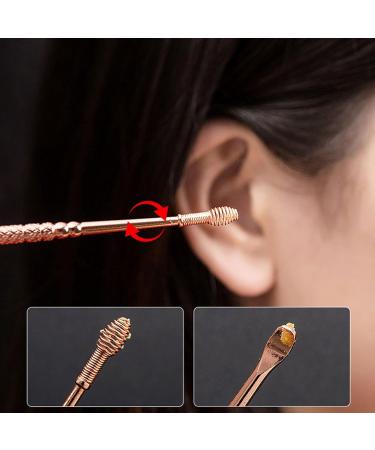 TARVIT Stainless Steel Earwax Removal Tool - Double-ended Spiral Ear Pick Curette & Scoop (3pcs Rose Gold) - Portable Health Care Solution - Buy Online on GoSupps.com