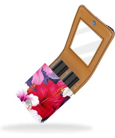 Buy Tropical Flower Leather Lipstick Case - Mini Lip Gloss Organizer with Mirror | International Shipping Available - Buy Online on GoSupps.com