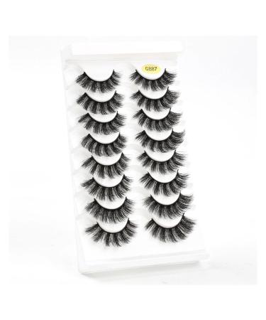 UAMOU 5/50 Boxes Russian Strip Lashes DD Curl Lashes 8 pairs 3D Mink Eyelashes Natural Fluffy False Eyelashes Extension Cheerfully (Color : 8Pairs G887 Size : 50 Boxes)