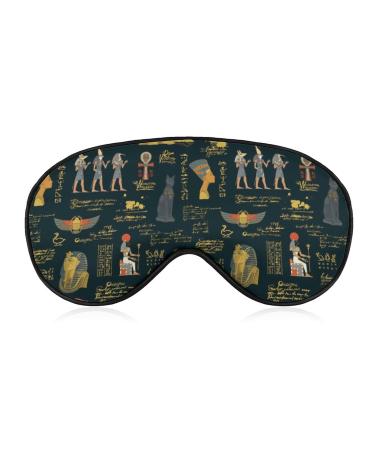 Ancient Art Egypt Theme Sleep Mask Eye Cover for Sleeping Blindfold with Adjustable Strap Blocks Light Night Travel Nap for Men Women