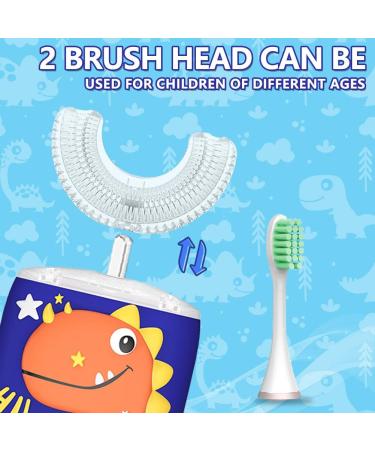 Kids Dinosaur U-Shaped Electric Toothbrush | Rechargeable & Automatic with 6 Cleaning Modes | Waterproof & Timer | Ages 2-7 | Orange - Buy Online on GoSupps.com