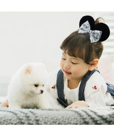 Qearl 6-Piece Sequin Mouse Ears Hair Clips - Alligator Clips Hair Bows for Toddlers Girls - Theme Park Party Accessories - Buy Online on GoSupps.com