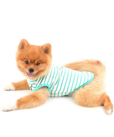 Paidful British Dog Shirt - Striped Cat Vest Soft Cotton T-Shirt for Boys Summer Puppy Clothing Breathable Tank Tops XL (Green) - Chihuahua & Yorkie Fashion - Buy Online on GoSupps.com