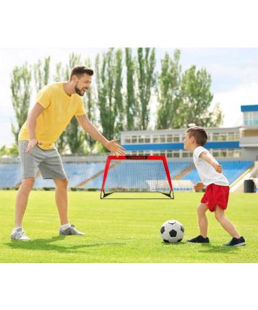 L RUNNZER Portable Soccer Goal  Pop Up Soccer Goal Net for Backyard  Set of 2 with Portable Carrying Case Red 4x3 FT - Buy Online on GoSupps.com